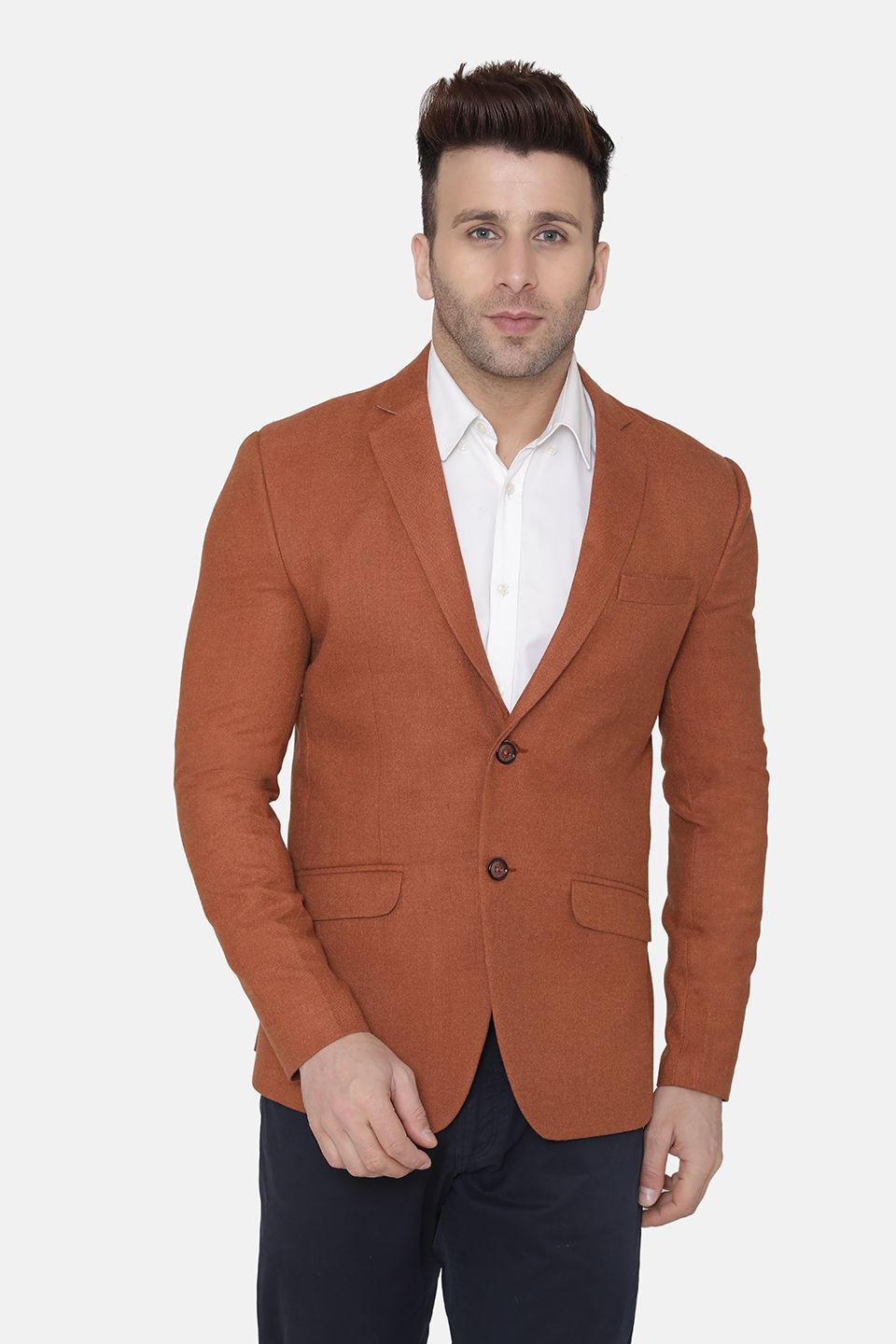 Wintage Men's Wool Casual and Festive Blazer Coat Jacket : Brick brick / 42 / Large
