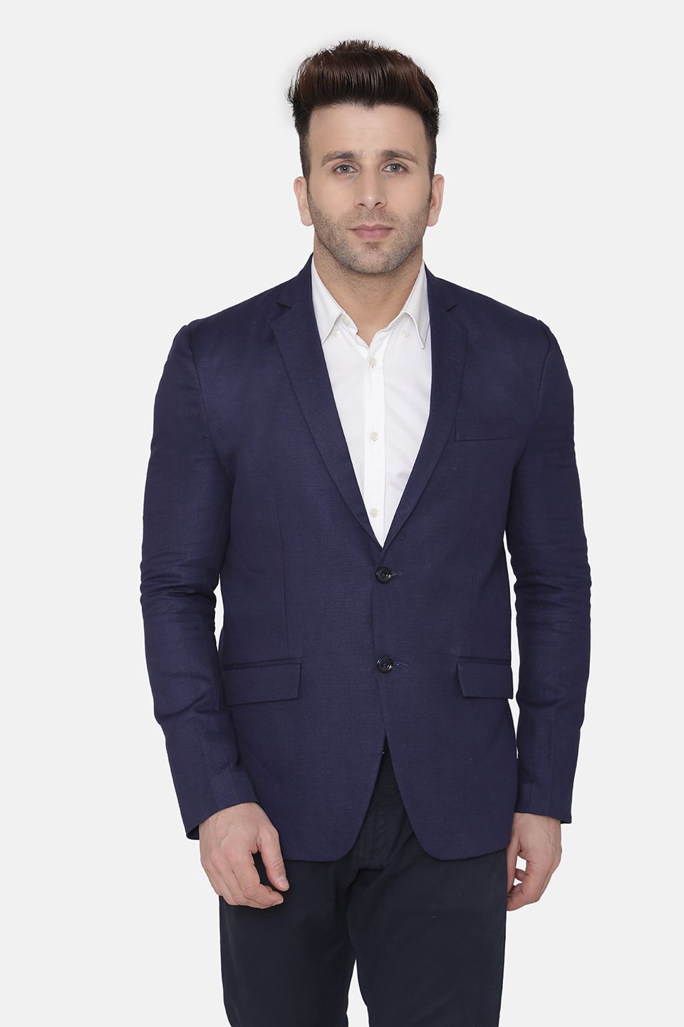 Wintage Men's Linen Casual and Festive Blazer Coat Jacket : Navy Blue