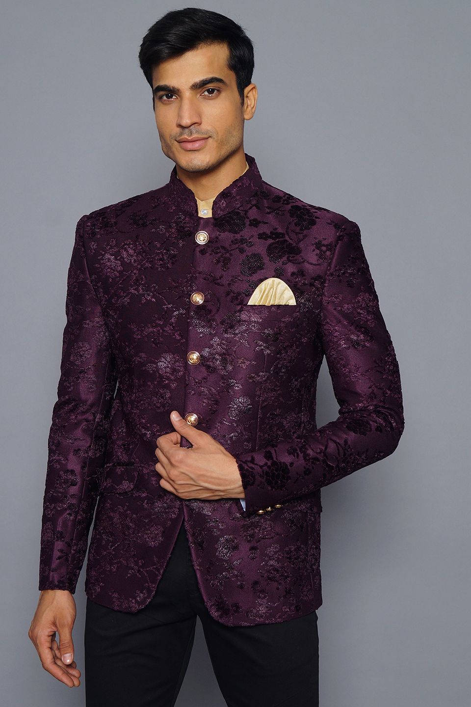 Wintage men's velvet shop grandad collar blazer