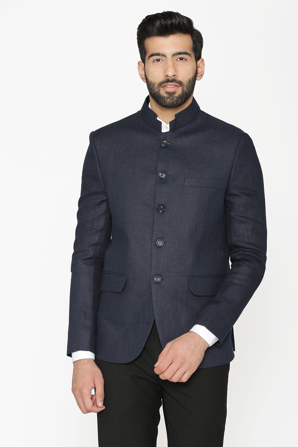 Wintage Men's Linen Casual and Festive Blazer Coat Jacket : Navy Blue