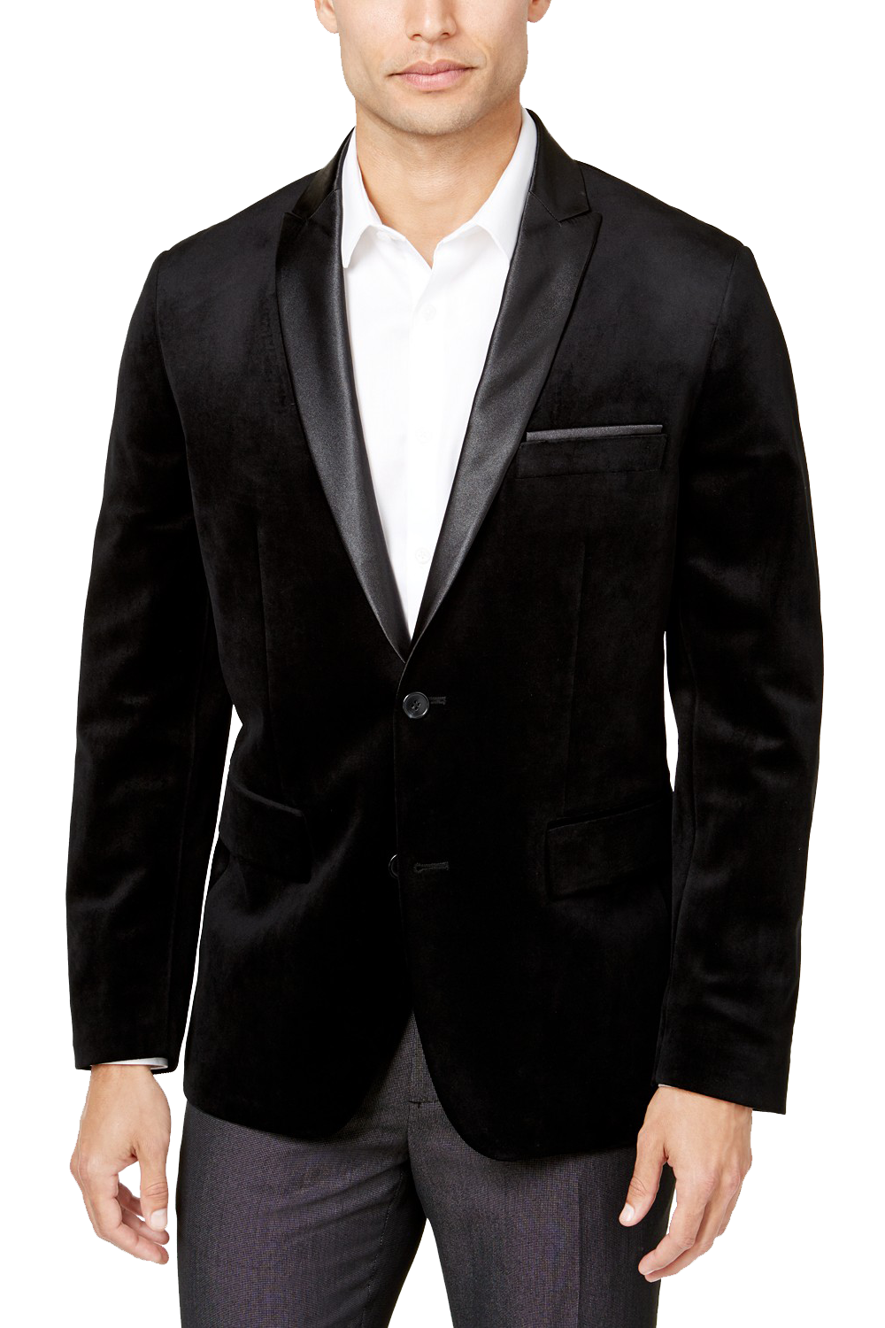 Wintage Men's Premium Velvet Notch Lapel Tuxedo Coat Blazer Jacket: Black