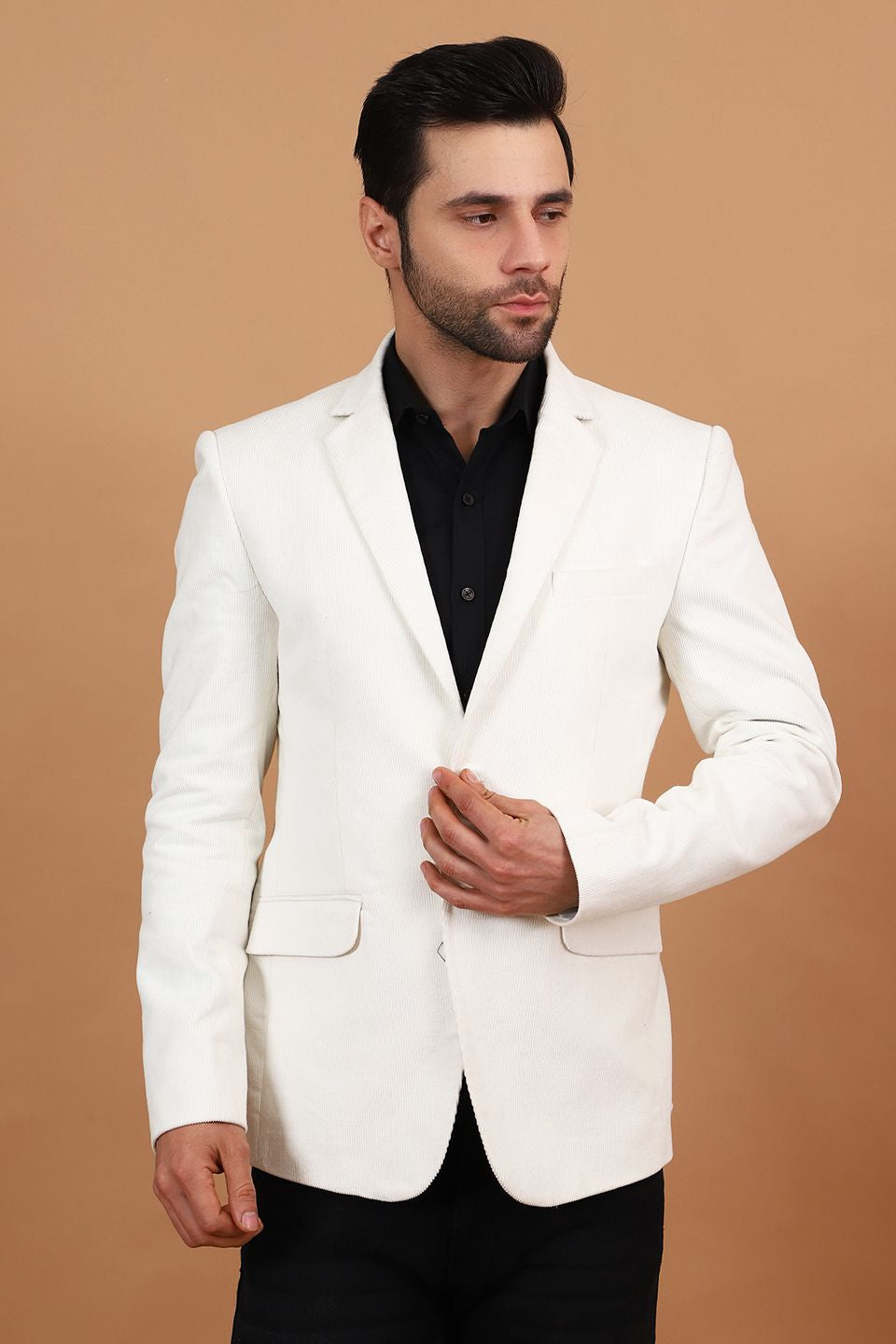 Corduroy Cotton Off White Blazer