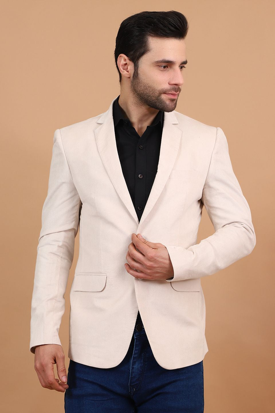 Buy Wintage Men s Corduroy Cotton Off White Blazer Off White WINTAGE USA