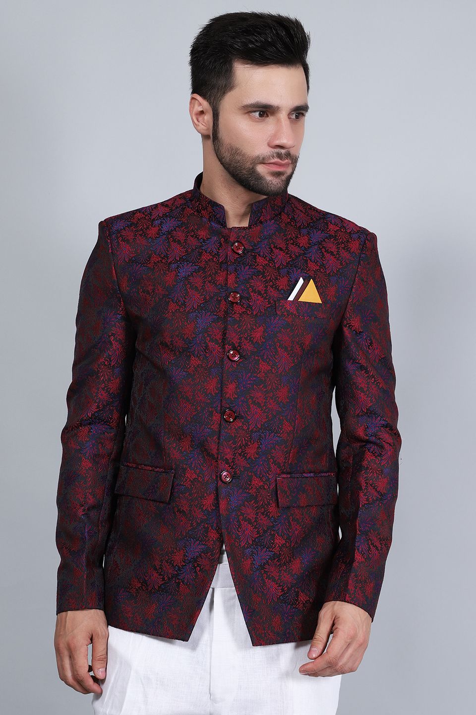 Raymond printed blazer deals
