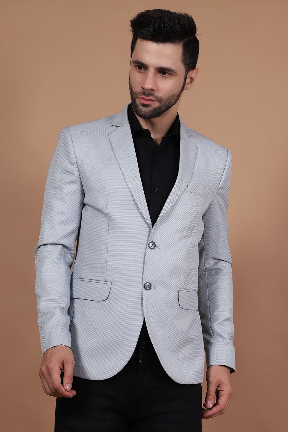Silver grey blazer top