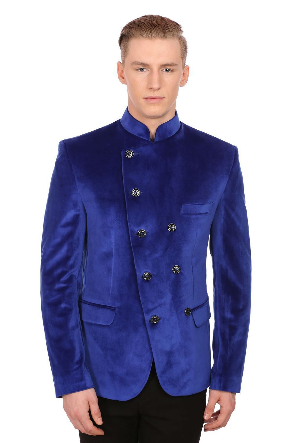 Blue velvet shop bandhgala