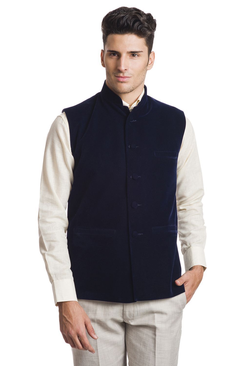 Velvet Blue Modi Nehru Jacket