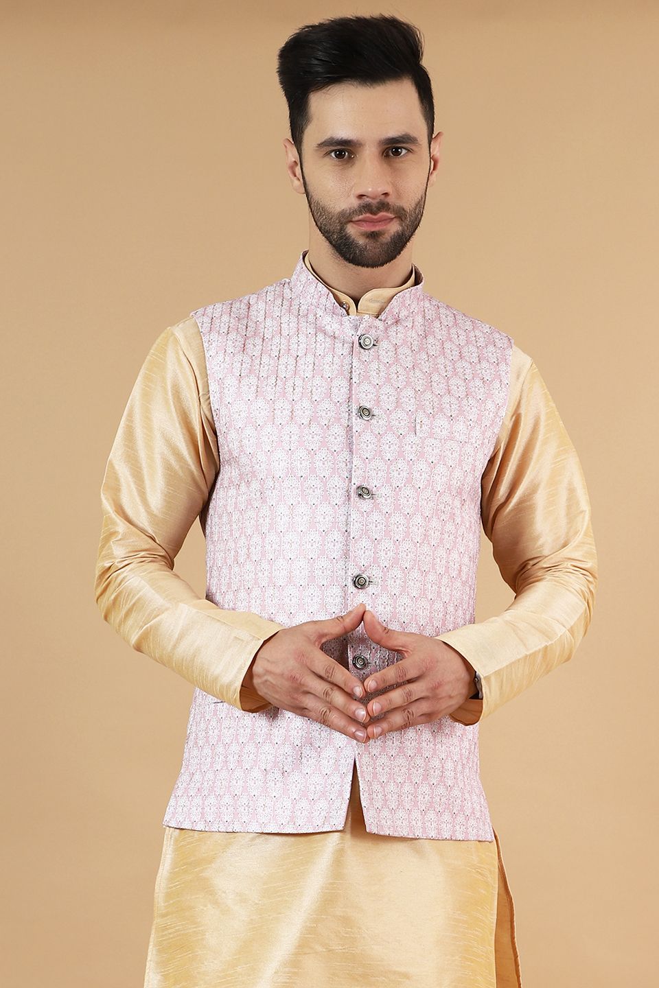 Wintage Men's Digital Print Cotton Silk Pink Modi Nehru Jacket : Pink Buy  Online – WINTAGE USA