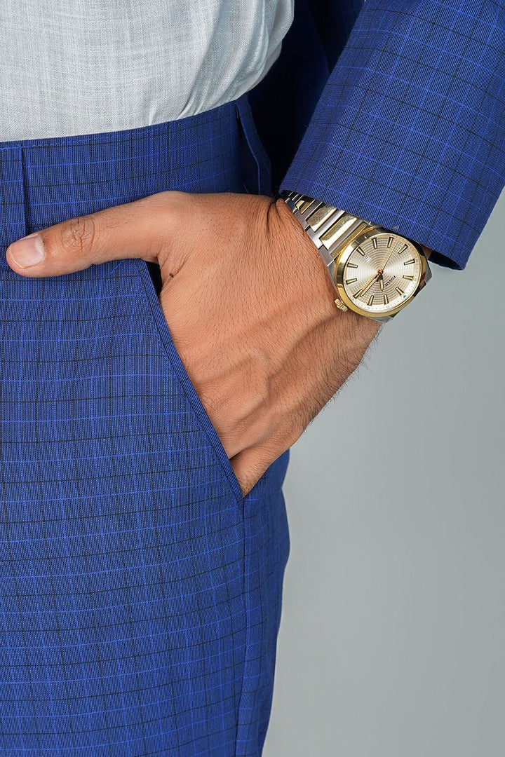 Poly Viscose Blue 3 PC Suit