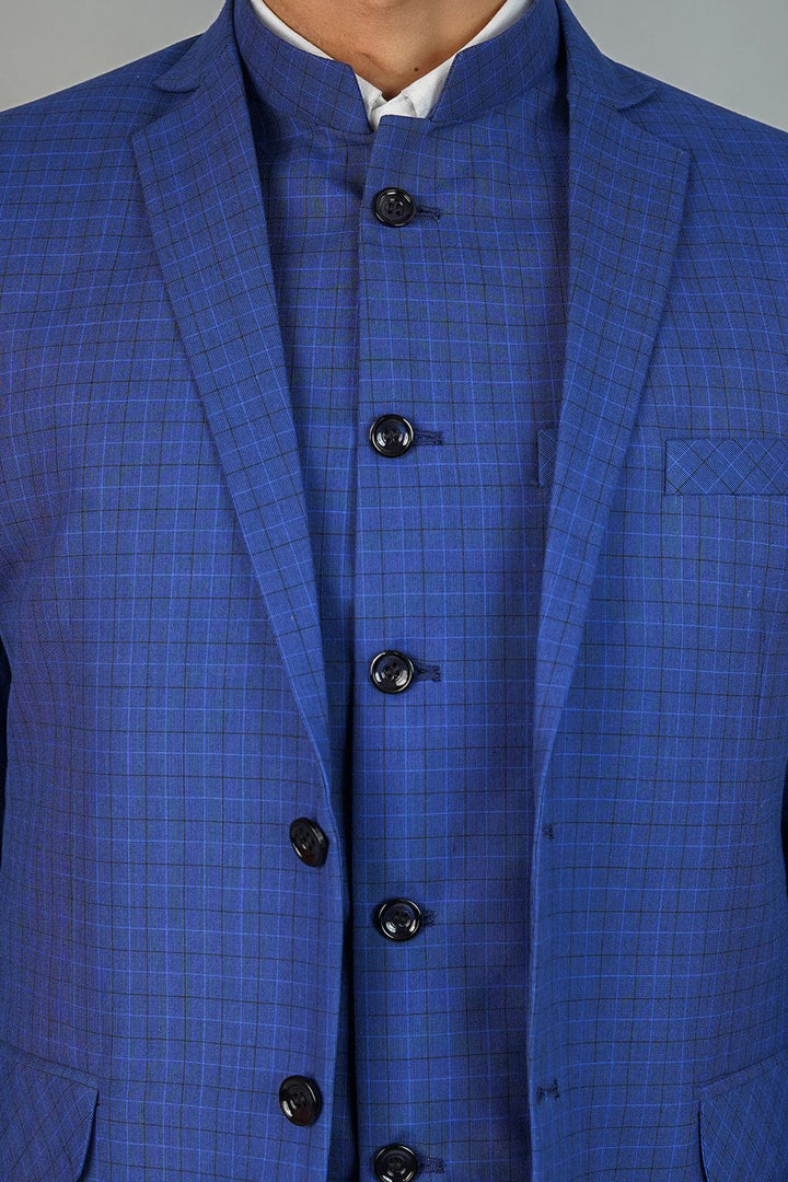 Poly Viscose Blue 3 PC Suit