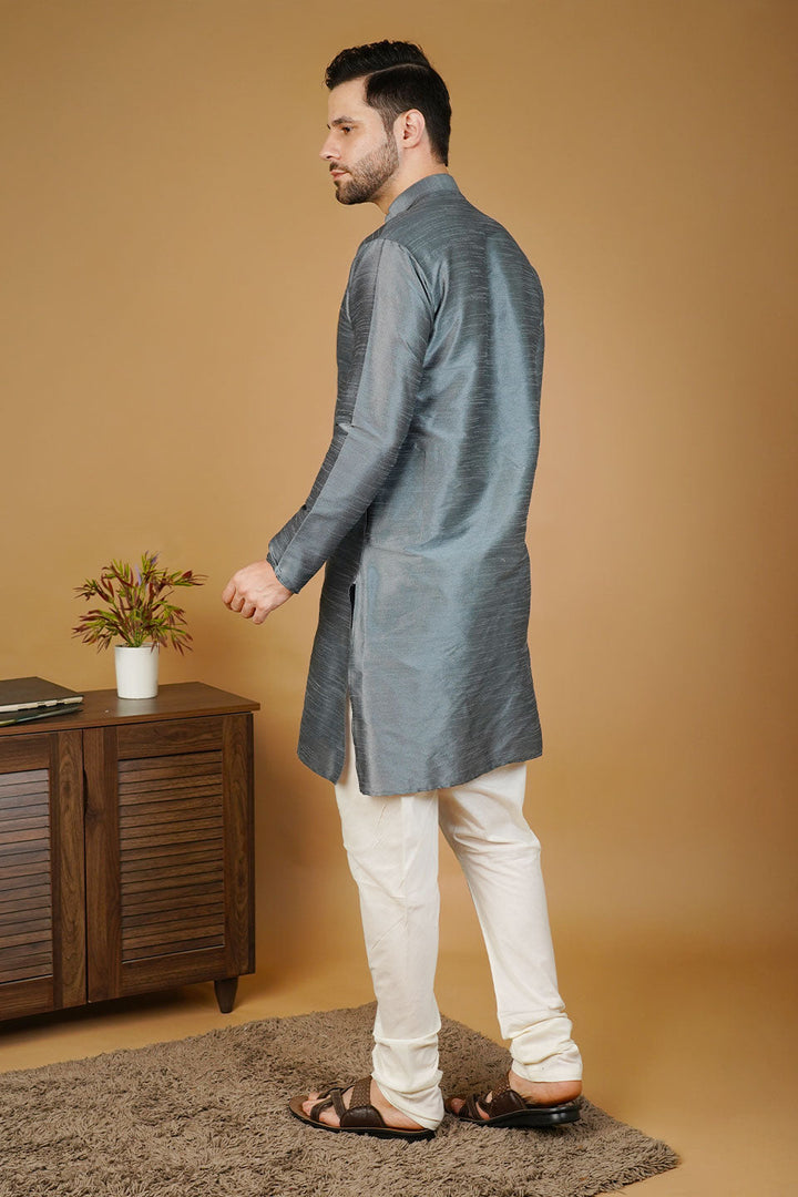 Banarasi Art Silk Grey Kurta