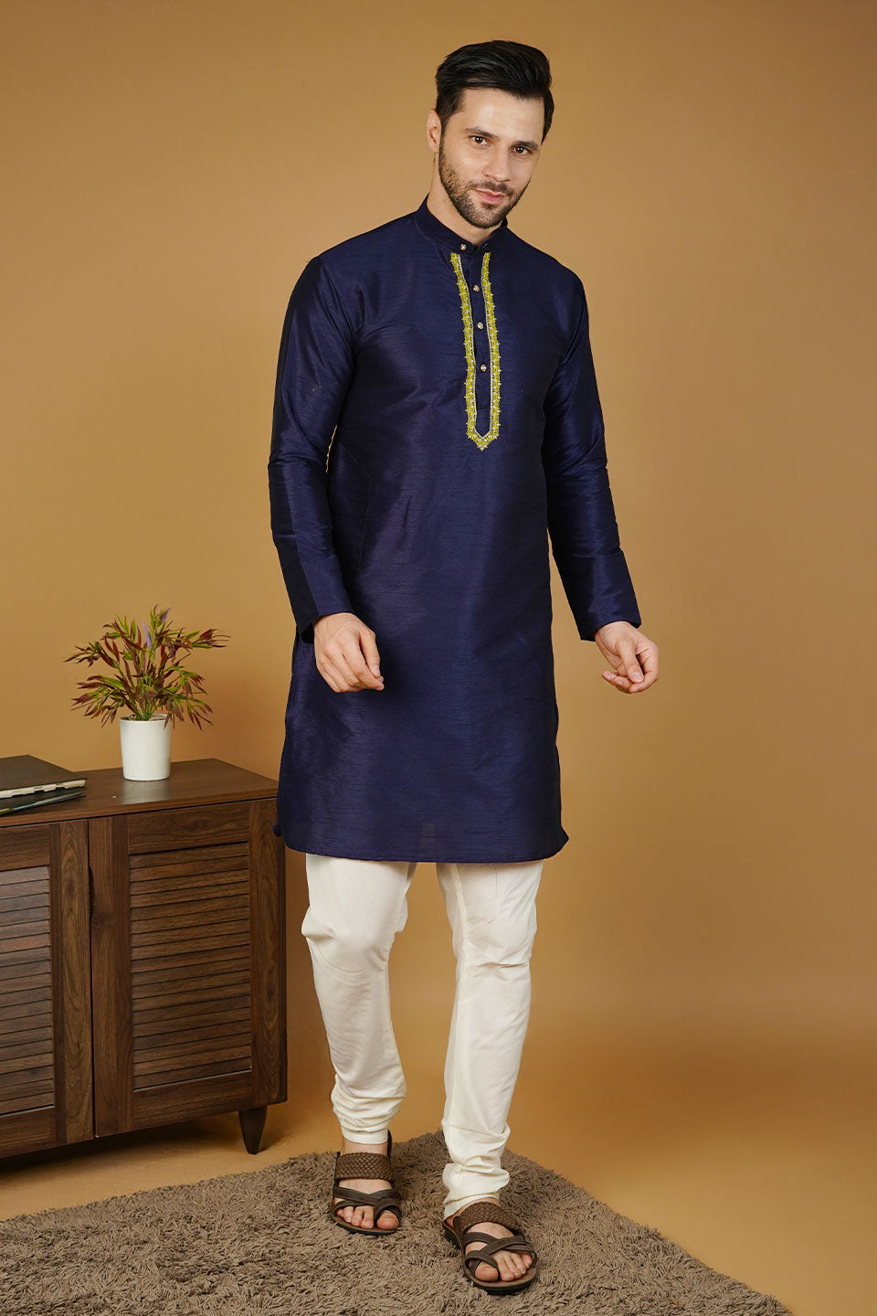 Banarasi Art Silk Blue 2 Kurta
