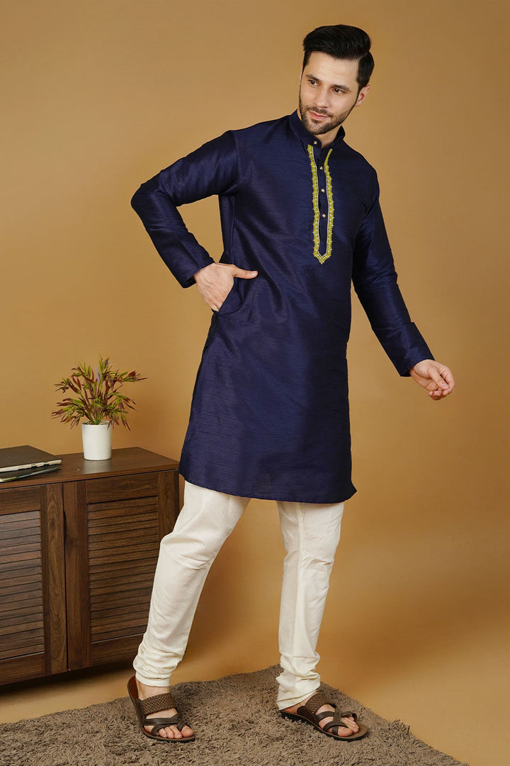 Banarasi Art Silk Blue 2 Kurta