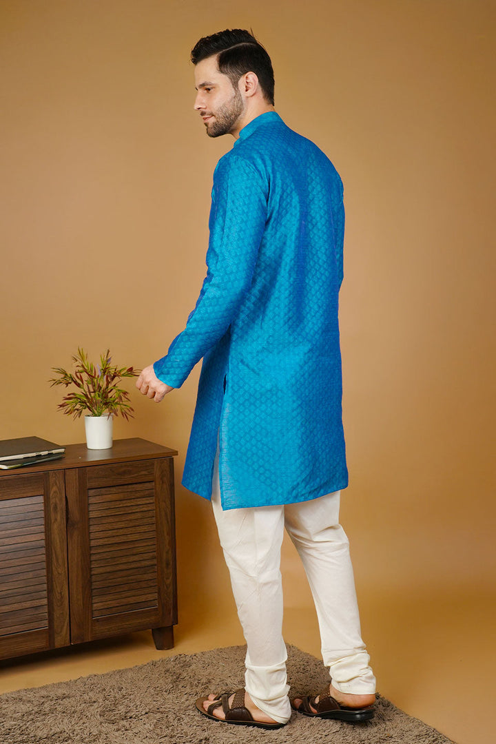 Banarasi Art Silk Blue Kurta