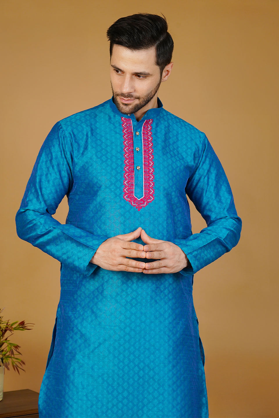 Banarasi Art Silk Blue Kurta