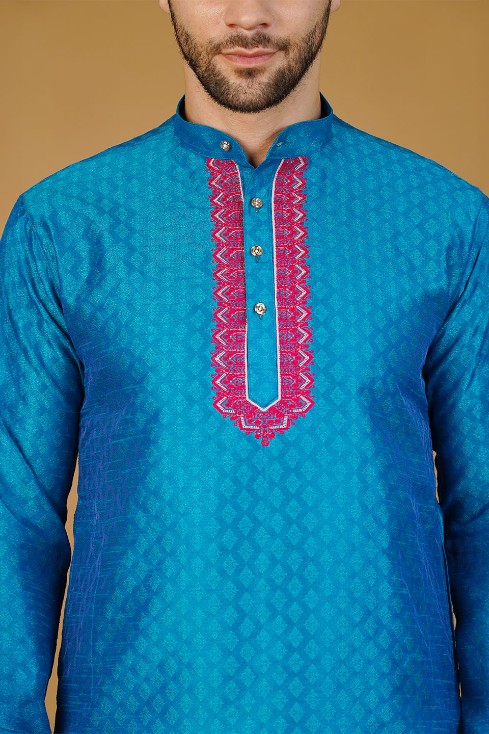 Banarasi Art Silk Blue Kurta