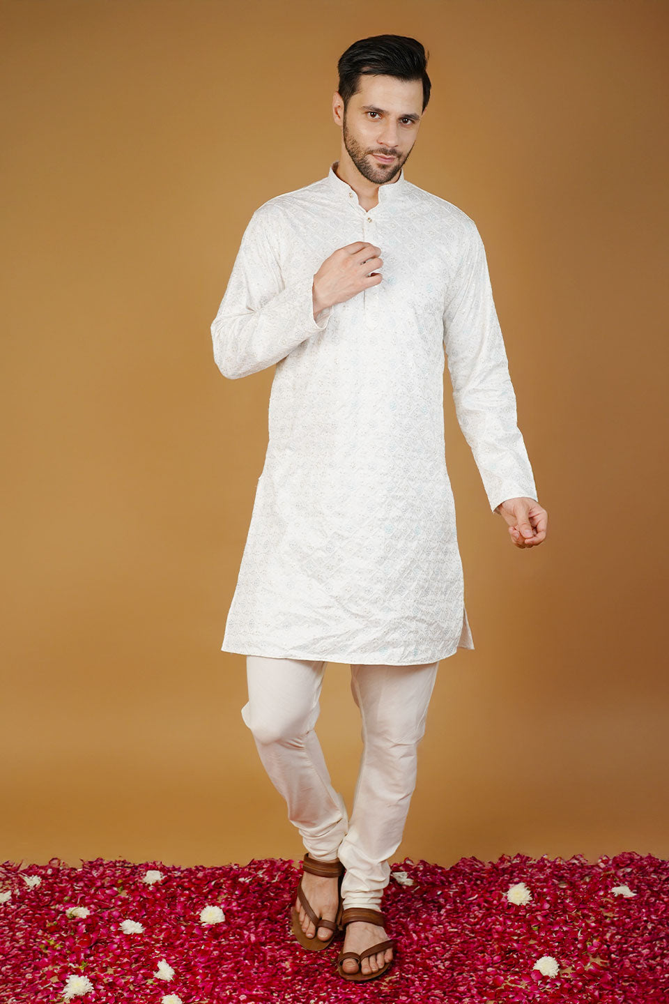 Rayon Emrbroidery White1 Kurta