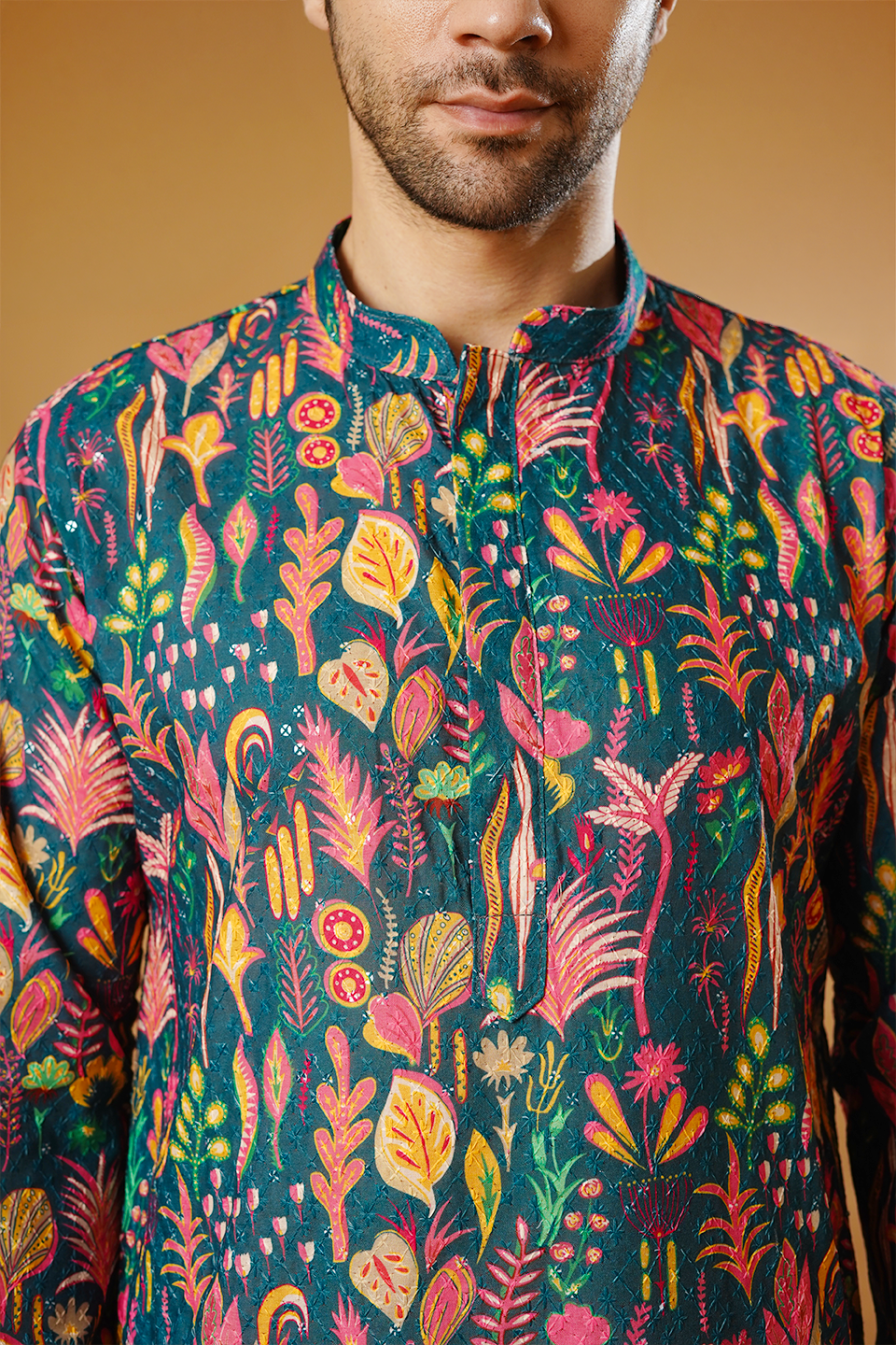 Cotton Blend Green Kurta Pyjama