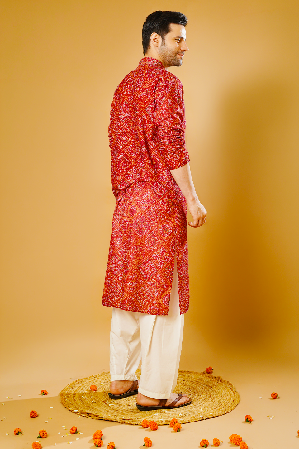 Cotton Blend Red Kurta Patyala Set