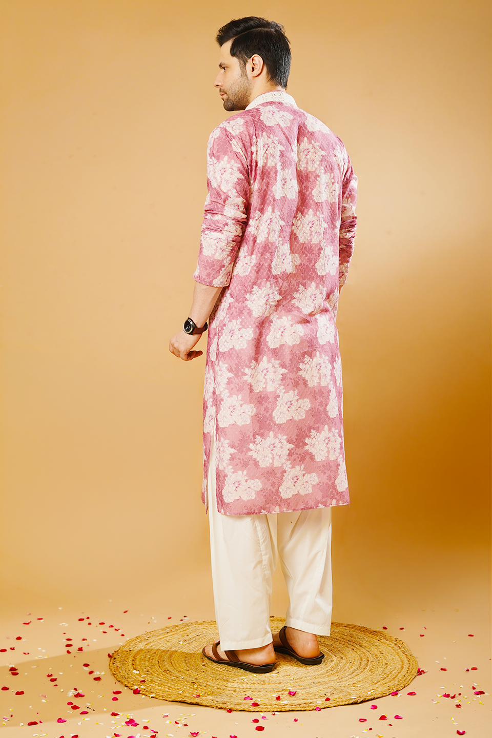 Cotton Blend Pink Kurta Patyala Set
