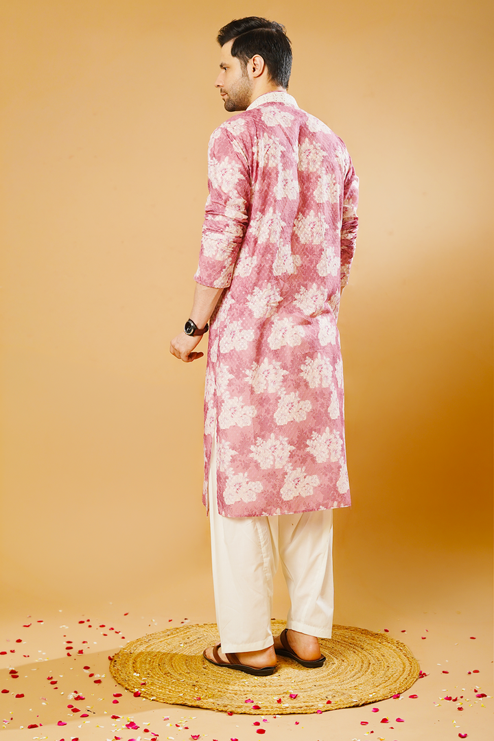 Cotton Blend Pink Kurta Patyala Set