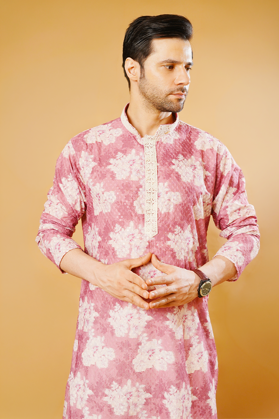Cotton Blend Pink Kurta Patyala Set