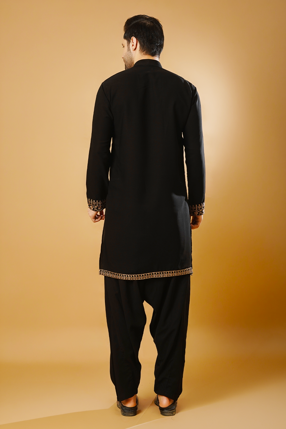 Cotton Blend Black Kurta Patyala Set