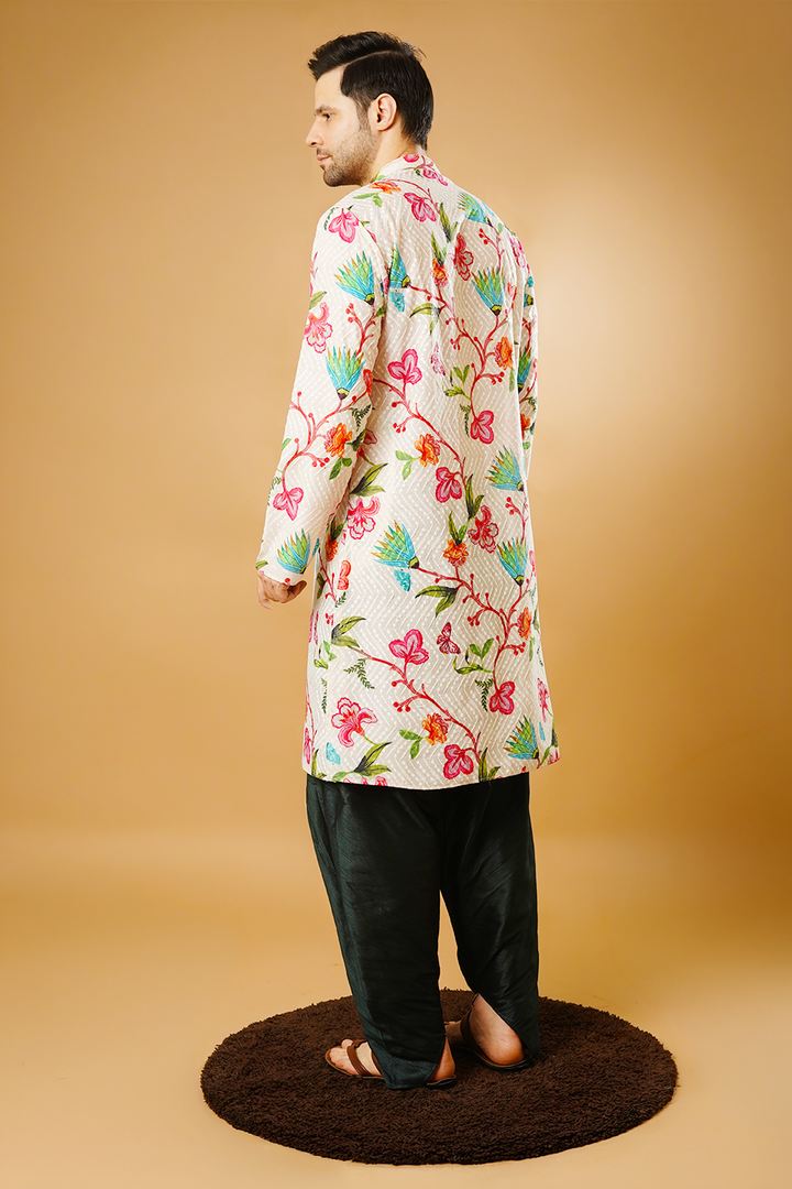 Cotton Blend White Kurta Dhoti