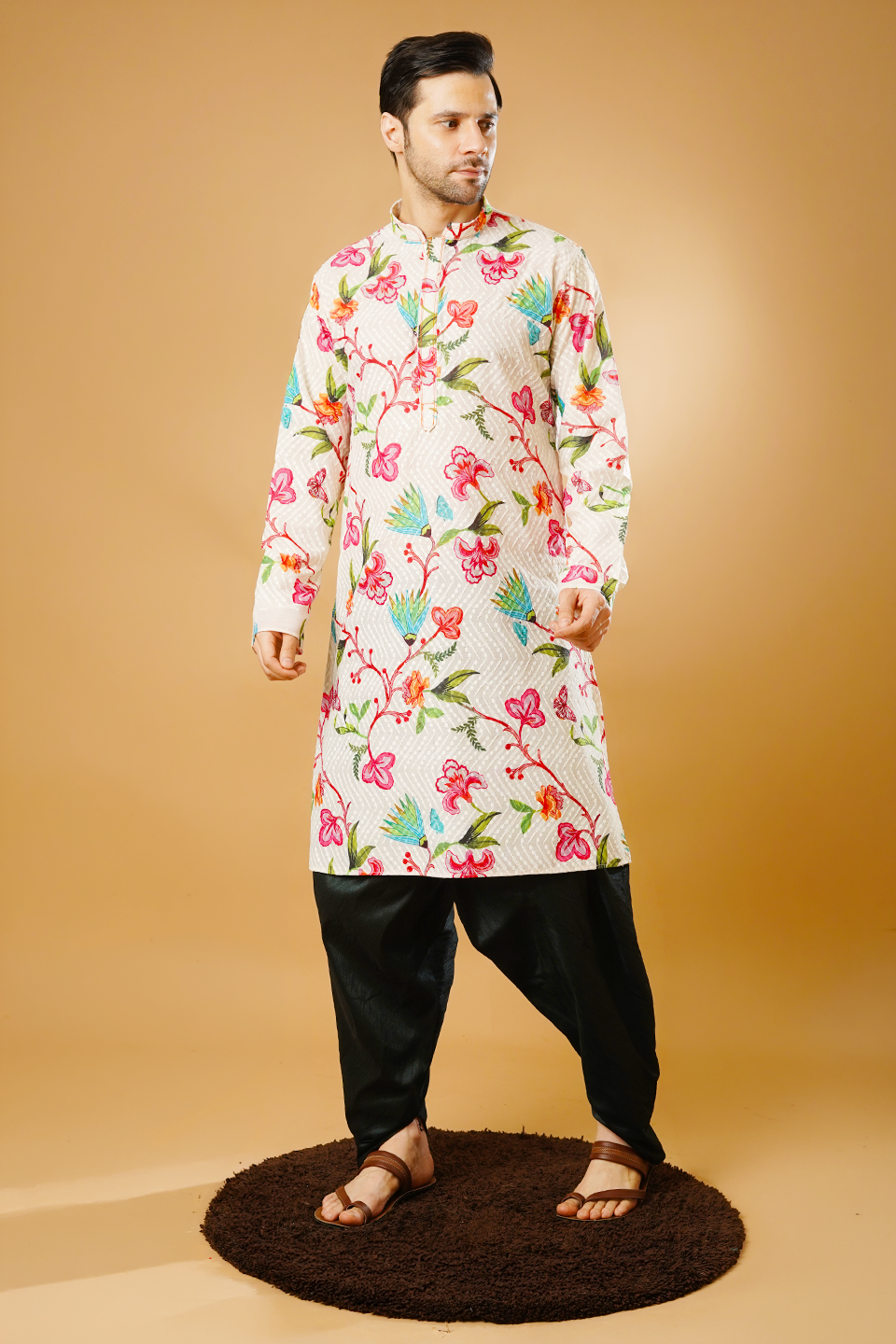 Cotton Blend White Kurta Dhoti