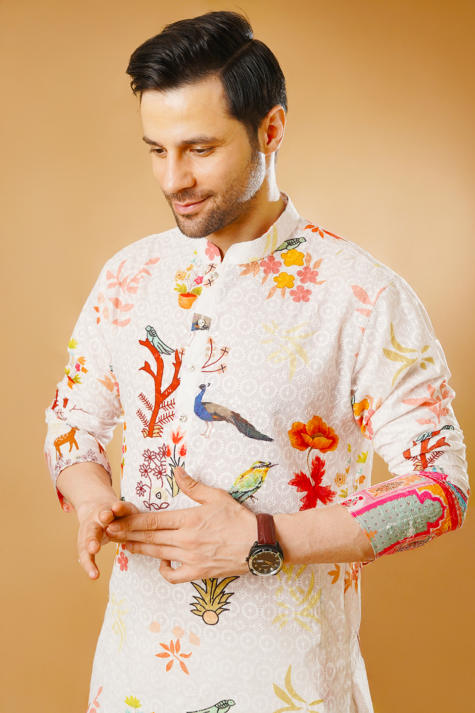 Cotton Blend White Kurta Pyjama