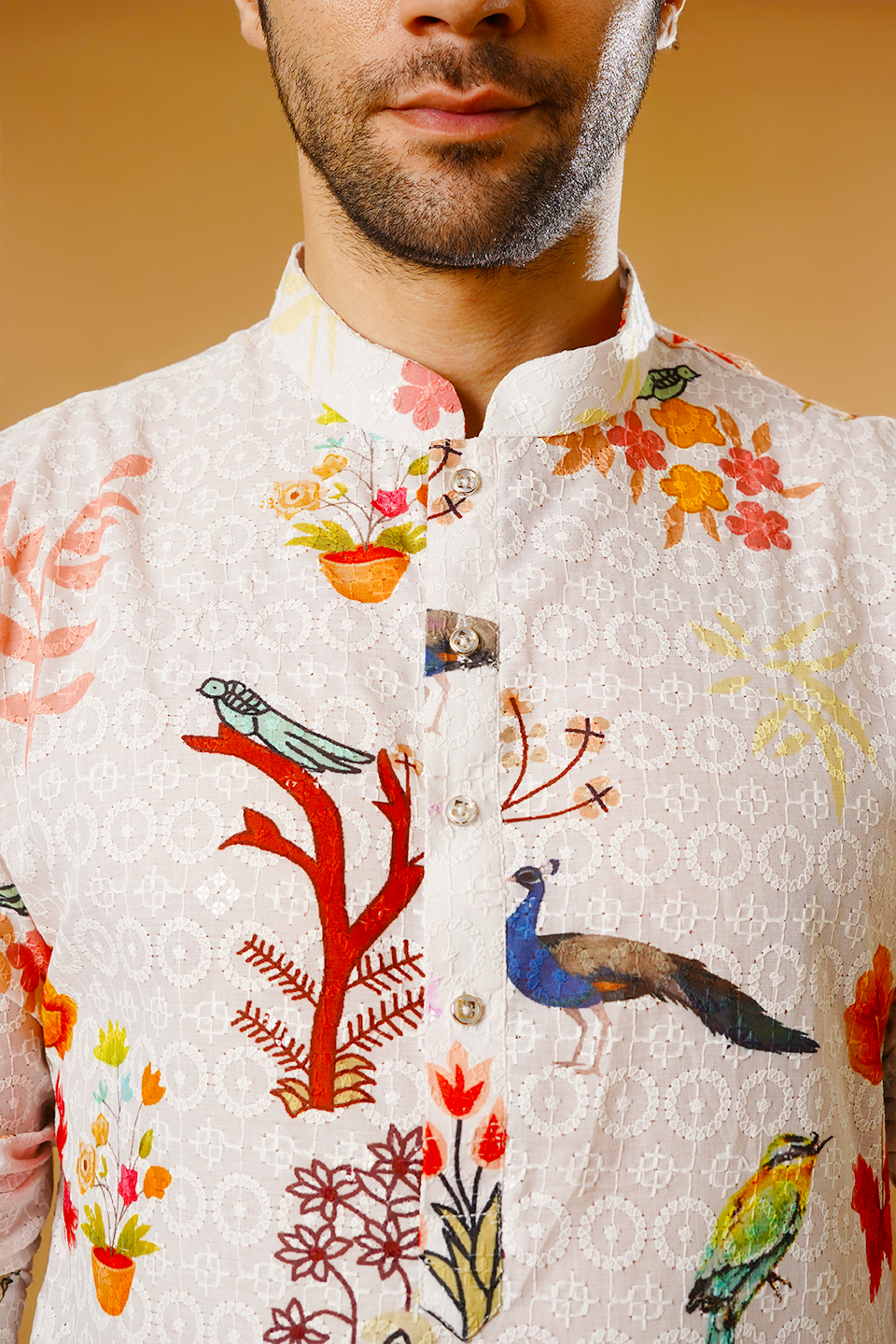 Cotton Blend White Kurta Pyjama