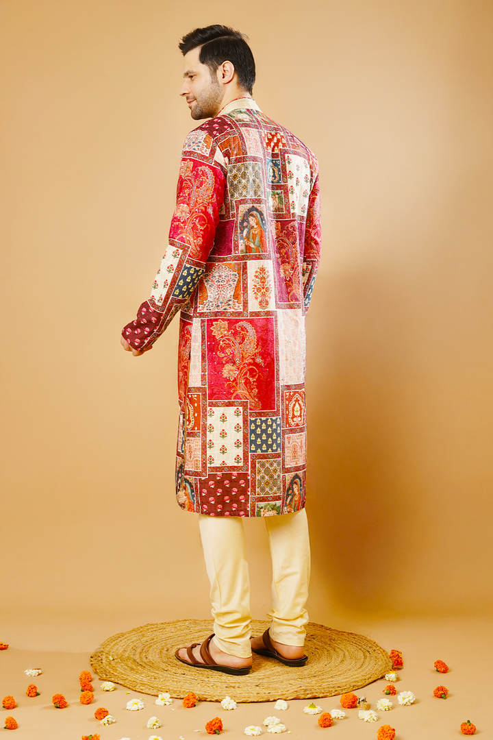 Cotton Blend Multicolor Kurta Pyjama