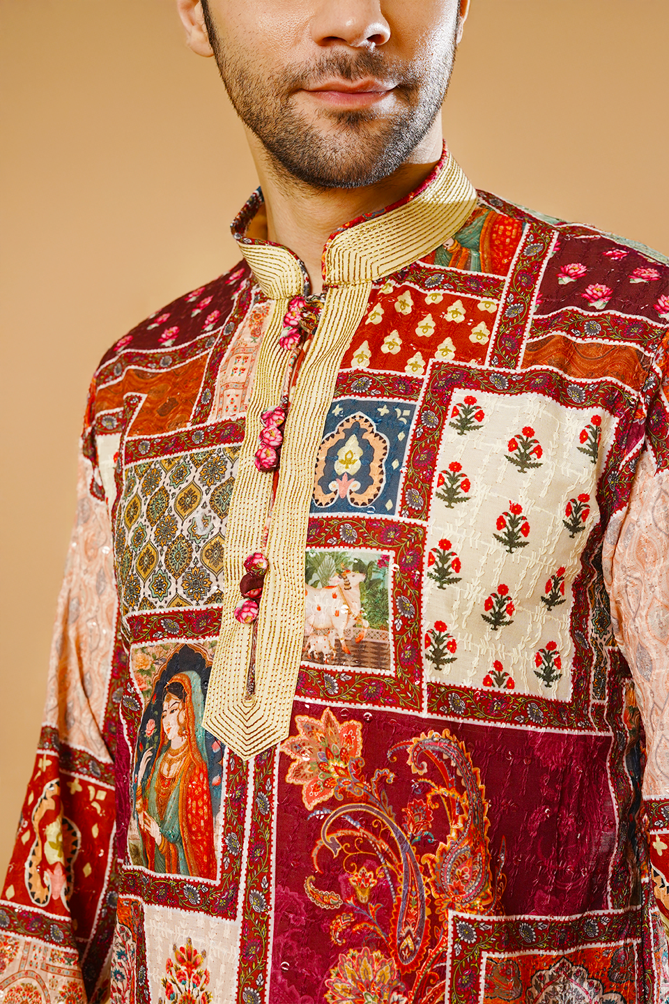 Cotton Blend Multicolor Kurta Pyjama