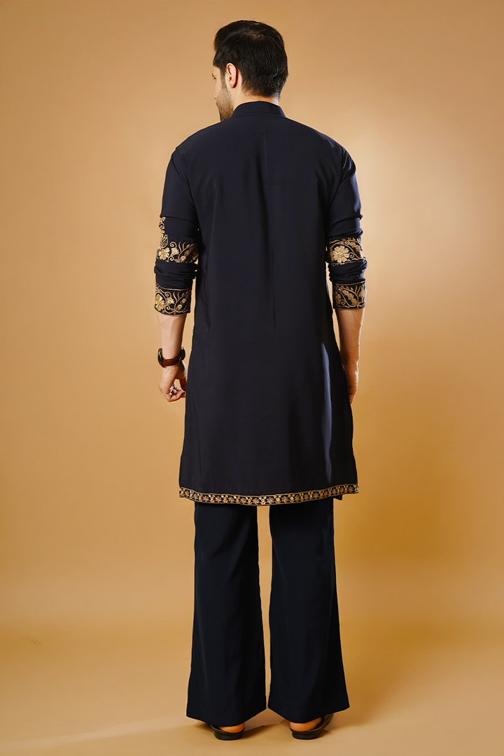 Cotton Blend Blue Kurta Pyjama