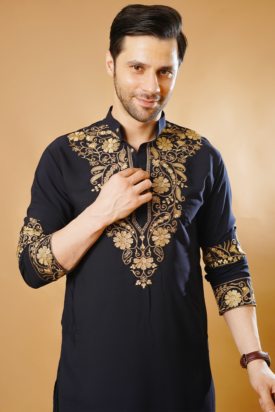 Cotton Blend Blue Kurta Pyjama