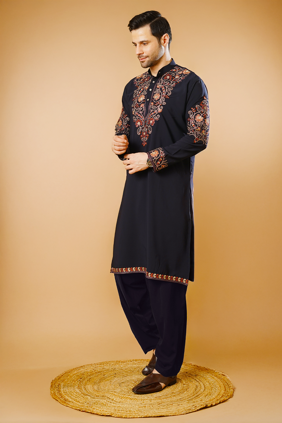 Cotton Blend Blue Kurta Patyala Set