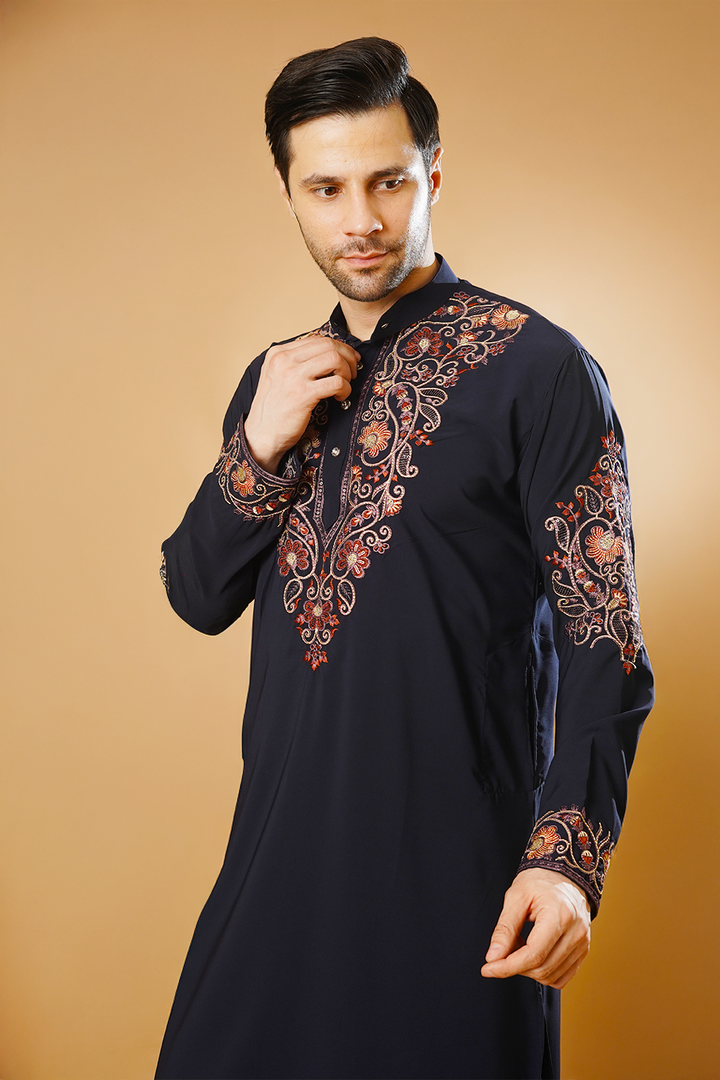 Cotton Blend Blue Kurta Patyala Set