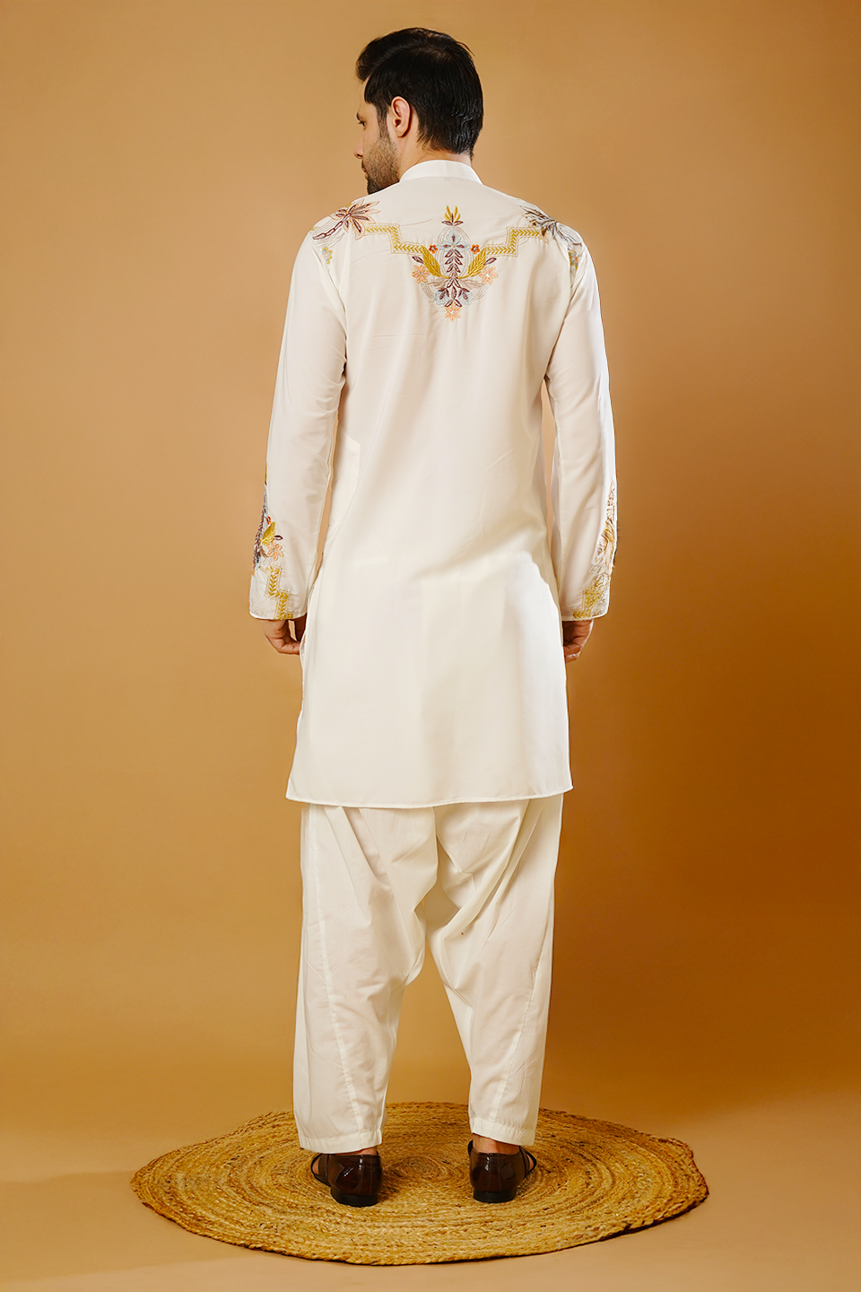 Cotton Blend White Kurta Patyala Set