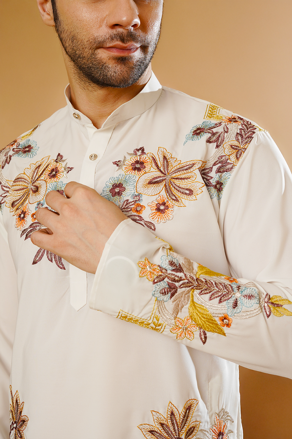 Cotton Blend White Kurta Patyala Set