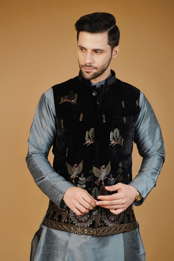 Velvet Black Waistcoat