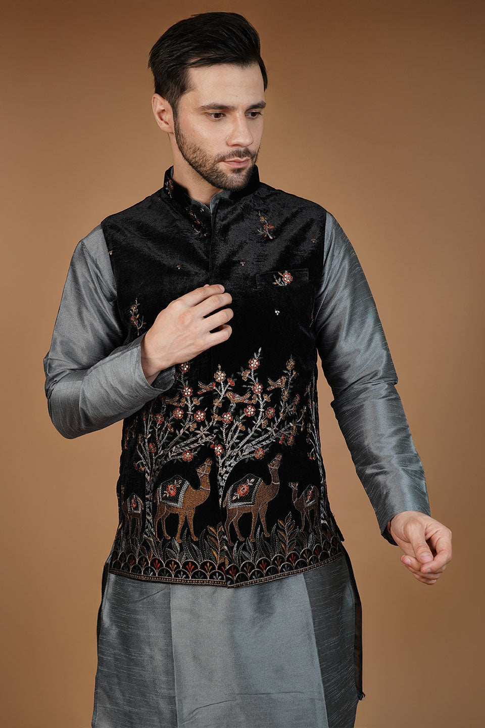 Velvet Black Waistcoat