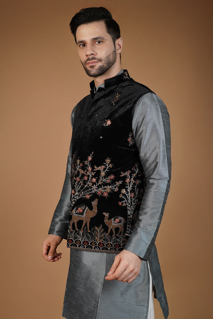 Velvet Black Waistcoat