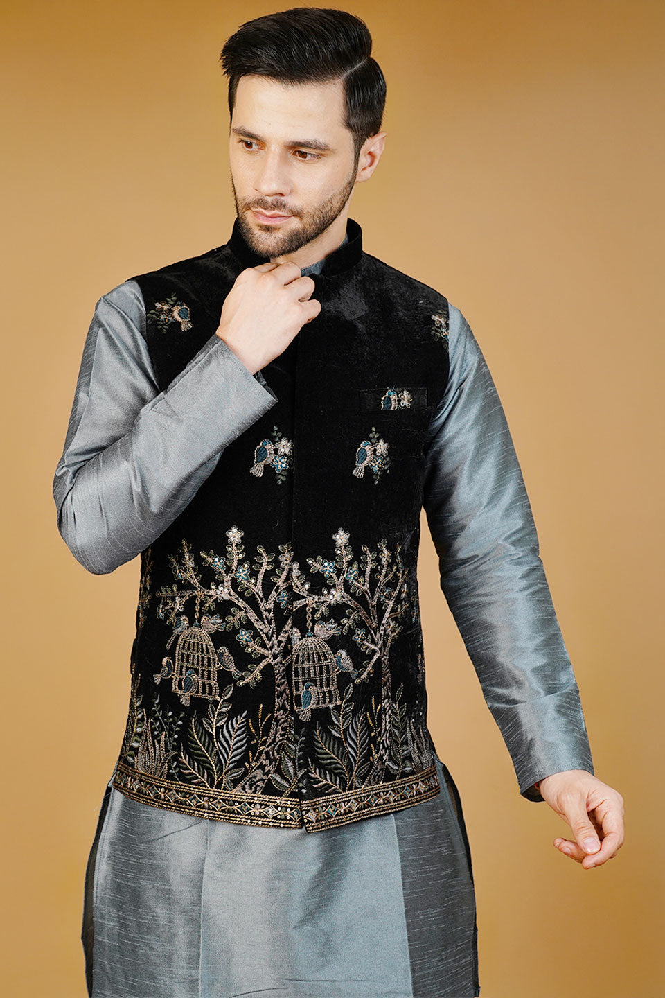 Velvet Black Waistcoat