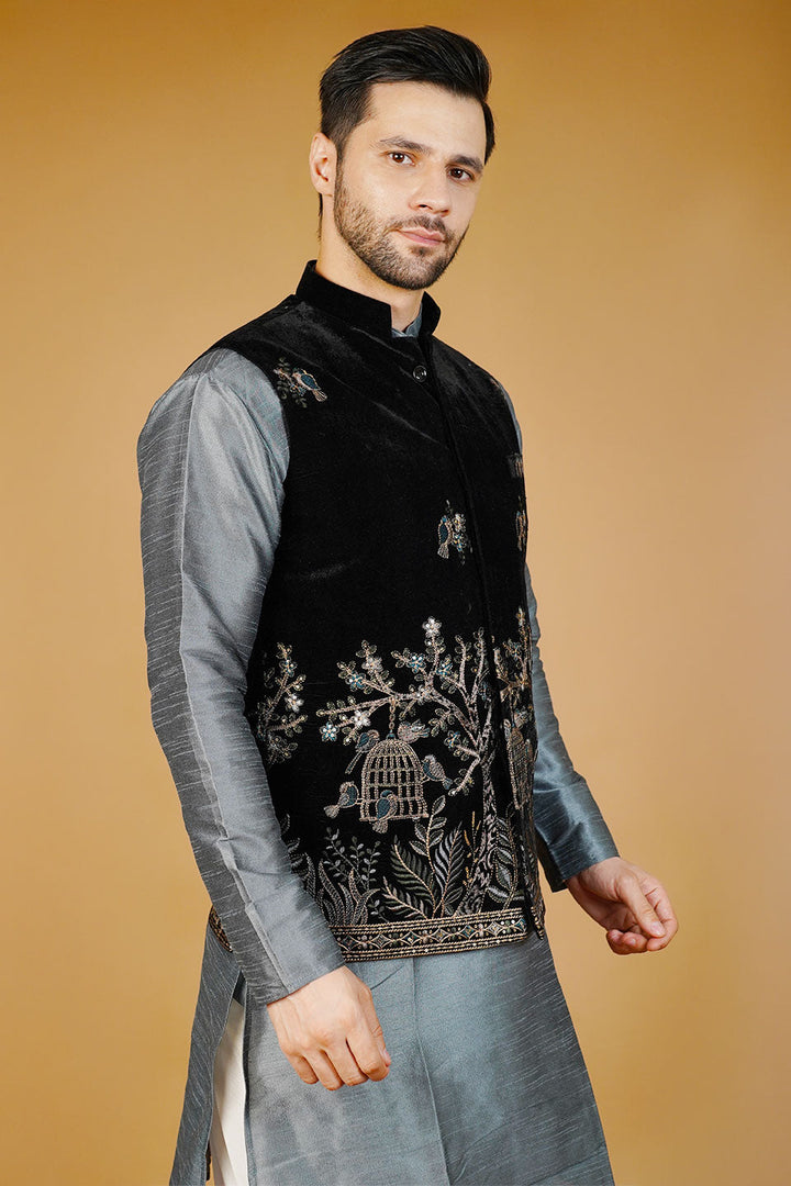 Velvet Black Waistcoat