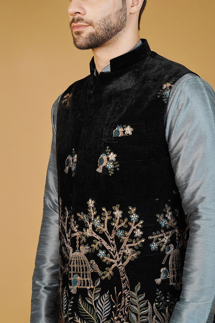Velvet Black Waistcoat