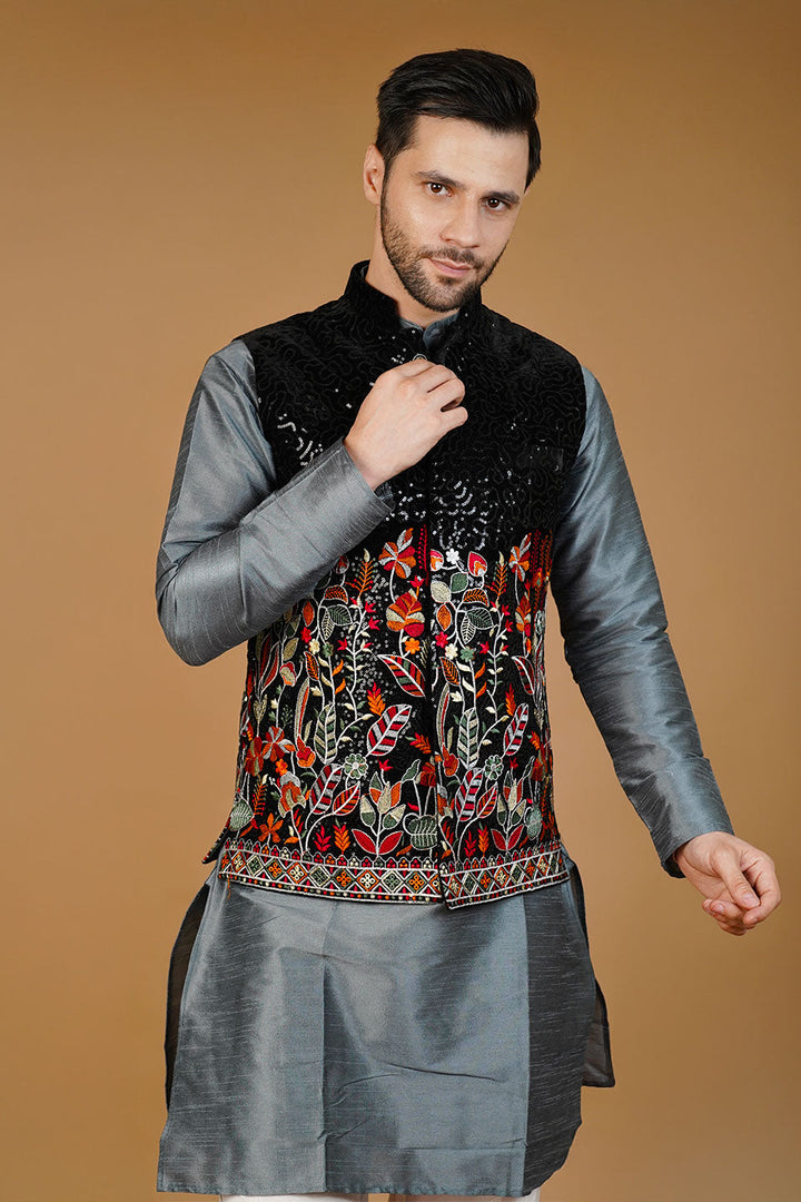 Velvet Black Waistcoat