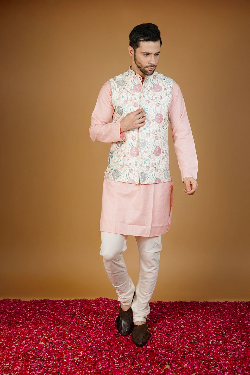 Rayon Emrbroidery White Waistcoat