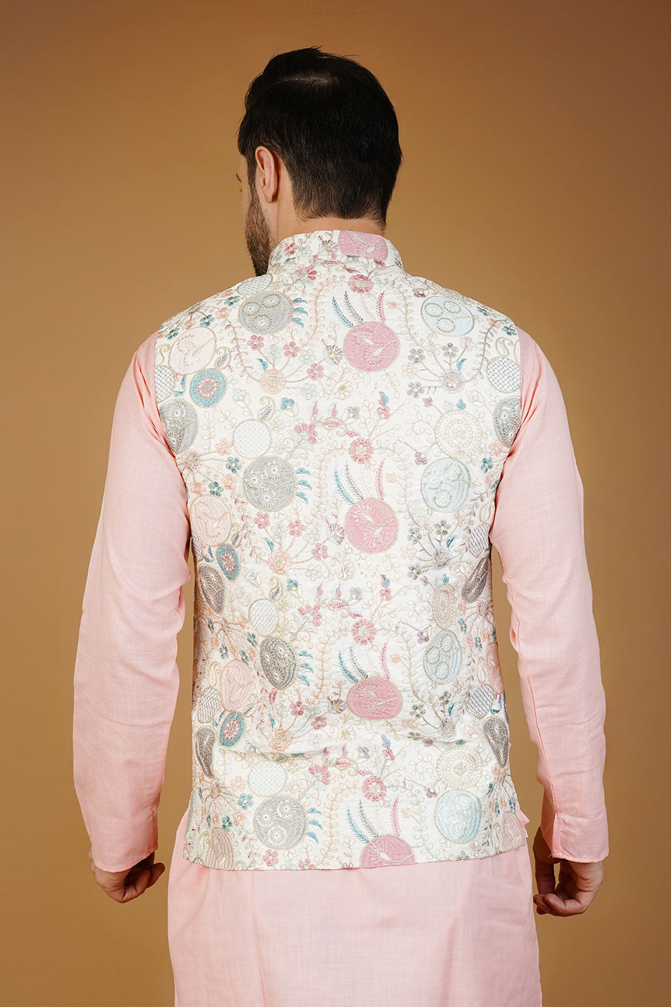 Rayon Emrbroidery White Waistcoat