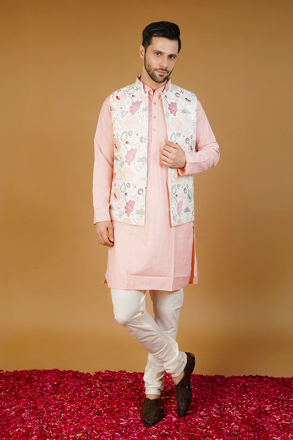 Rayon Emrbroidery White Waistcoat