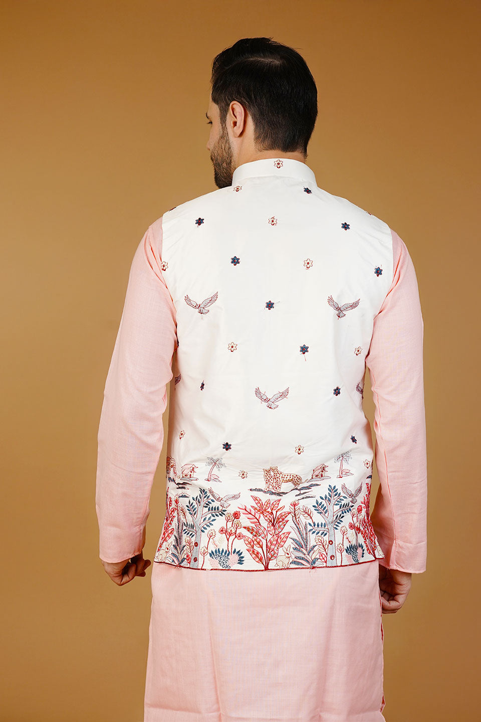 Rayon Emrbroidery White Waistcoat